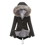 Parka femme  capuche manteau en coton polaire grande taille veste chaud paissir hiver noir