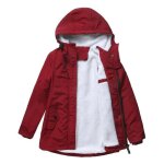 Parka hiver femme  capuche double polaire veste mi longue epaisse chaude couleur unie - bordeaux