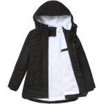 Parka hiver femme  capuche double polaire veste mi longue epaisse chaude couleur unie - noir