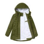 Parka hiver femme  capuche double polaire veste mi longue epaisse chaude couleur unie - vert