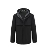 Parka homme amovible chaude a capuche coupe droite casual manches longues - black
