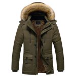 Parka homme à capuche amovible casual veste dhiver Épaissir vêtement zippée - vert militaire Parka homme à capuche amovible casual veste dhiver Épaissir vêtement zippée - vert militaire