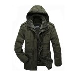 Parka homme à capuche amovible plus de velours parka à poches multiples avec cordon de serrage à la taille ... Parka homme à capuche amovible plus de velours parka à poches multiples avec cordon de serrage à la taille ...