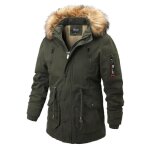 Parka homme de marque  capuche detachable parka paississant parka homme  poches multiples parka hommesvert ...