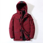 Parka homme cargo a capuche manches longues col montant - bordeaux