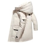 Parka homme cargo mi - longue manches longues col capuche pour automne hiver - blanc