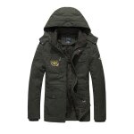 Parka homme hiver a capuche amovible doublee polaire manches longues chaud epais - vert Parka homme hiver a capuche amovible doublee polaire manches longues chaud epais - vert
