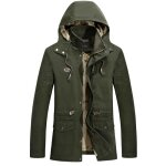 Parka homme hiver casual mi - longue - vert - capuche amovible