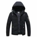 Parka homme hiver chaud capuche amovible noir Parka homme hiver chaud capuche amovible noir