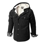 Parka homme hiver chaud casual a capuche multi - poches grande taille noir