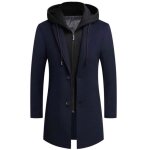 Parka hommes hiver chaud laine de paississant avec capuche coupe - vent xd585 bleu marine