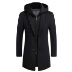 Parka hommes hiver chaud laine de paississant avec capuche coupe - vent xd585 noir