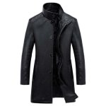 Parka hommes hiver chaud pu cuir coupe - vent xd579aa noir