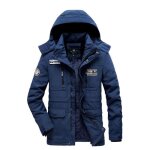 Parka homme hiver double polaire a capuche amovible manches longues chaud epais