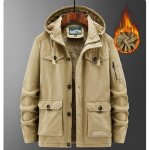 Parka homme hiver double polaire a capuche amovible manches longues chaud epais