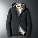 Parka homme hiver double polaire a capuche amovible manches longues chaud epais