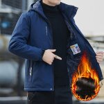 Parka homme hiver doublée polaire avec capuche amovible manches longues chaud epais - bleu Parka homme hiver doublée polaire avec capuche amovible manches longues chaud epais - bleu