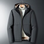 Parka homme hiver double polaire a capuche amovible manches longues chaud epais - gris