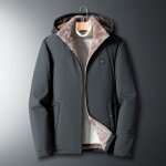 Parka homme hiver double polaire a capuche amovible manches longues chaud epais - gris