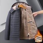 Parka homme hiver double polaire a capuche amovible manches longues chaud epais - gris