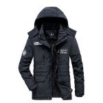Parka homme hiver doublée polaire a capuche amovible manches longues chaud epais - noir Parka homme hiver doublée polaire a capuche amovible manches longues chaud epais - noir