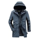 Parka mi - longue homme  capuche automne hiver veste zippee fashion couleur contraste - bleu