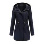 Parka de pluie femmes - coupe - vent impermable dextrieur - xd329 - bleu marine