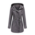 Parka de pluie femmes - xd329 - coupe - vent impermable  capuche - gris