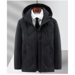 Parka polaire � capuche pour homme �paisse et chaude coupe - vent � la mode hiver noir