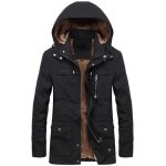 Parka polaire hommes hiver chaud uni de paississant coton avec capuche coupe - vent xd622 noir - marque ...