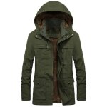 Parka polaire hommes - xd622 - vert - coupe - vent et paississant en coton