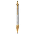 Parker im premium stylo - bille perle blanc cass� - finitions dor�es - pointe moyenne - recharge bleue ...