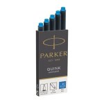 Cartouches dencre - parker - quink - 5 longues - encre bleue effaable - 75 mm