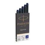 Cartouches dencre - parker - quink - 5 longues - encre bleue - format standard