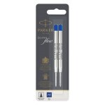 Recharge bille - parker - quinkflow - pointe moyenne - encre bleue - blister x 2