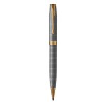 Stylo bille - parker - sonnet - argent cisel - attributs dors - recharge noire pointe moyenne