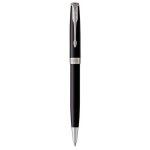 Parker sonnet stylo bille laque noire attributs palladium recharge noire pointe moyenne coffret cadeau ...
