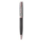 Parker sonnet premium stylo bille m�tal et laque grise attributs dor�s or rose recharge noire pointe ...