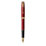 Parker sonnet stylo plume laque rouge attributs dor�s ? plume moyenne coffret cadeau