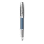 Stylo plume - parker - sonnet premium - mtal et laque bleu - plume fine 18k - coffret cadeau