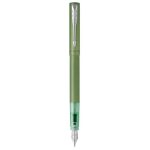 Parker vector xl stylo plume laque verte mtallise sur laiton plume moyenne recharge dencre bleue coffret ...