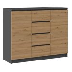Parme 120 - commode 2 portes + 4 tiroirs style moderne - dimensions 97x120x40 cm - meuble de rangement ...