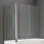 Paroi de baignoire pliante sogood cortona113 - verre tremp� transparent 6mm - c�t� gauche - 75x120x140cm ...