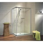 Paroi de douche accs dangle 100x80x185 cm avec portes coulissantes verre transparent profil alu nature ...