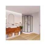 Paroi de douche dangle avec receveur - noir - l80 x l80 x h192 cm - sidoa