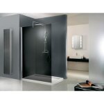 Paroi de douche fixe � litalienne 90x200 cm walk in free verre fum� profil� aspect chrom� schulte