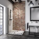 Schulte paroi de douche � litalienne 140x200 cm coulissante anticalcaire verre 8 mm transparent industriel ...