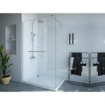 Paroi de douche � litalienne avec porte - serviette - 120 x 200 cm - chrome - verre tremp� - kristen