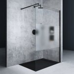 Paroi de douche � litalienne mai & mai br2ms - verre tremp� 10mm - bande opaque - profil� noir - 50x200cm ...