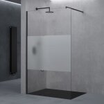 Paroi de douche � litalienne transparent avec bande opaque sogood bremen2ms 140cm verre 10mm